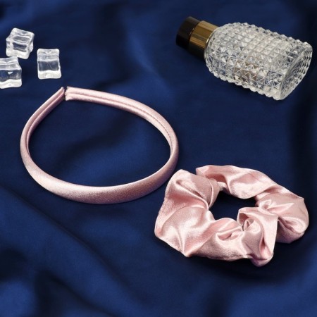 Hair set "Emilia" (elastic band, rim 1.5 cm) classic, pale pink