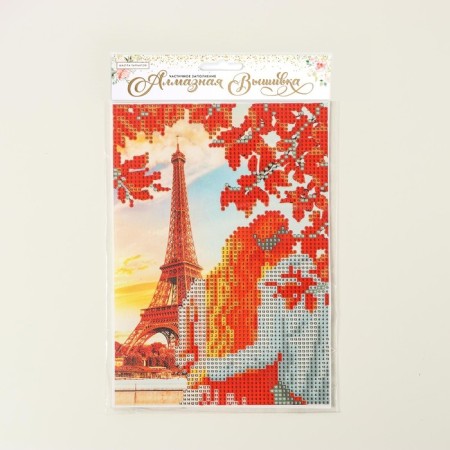 Diamond mosaic with partial filling on the canvas "Paris", 15 x 21 cm-2