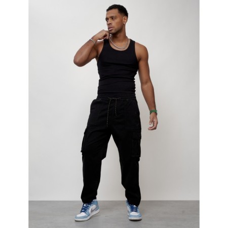 Cargo jeans male, size 44, black color-9