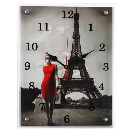 Carty clock, interior "Girl in a red dress in Paris", silent, 30 x 40 cm 16396