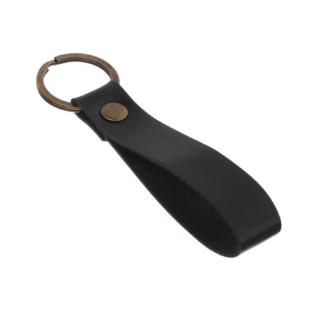 Leather keychain for a car key, strap, genuine leather, black-3