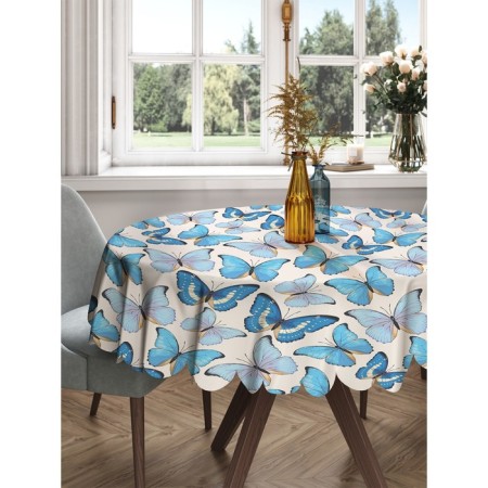 The tablecloth “Blue butterflies”, round, Saten, d = 150 cm