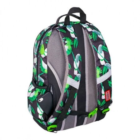 Youth backpack 43 x 29 x 18 cm, ergonomic back, Across 155, black/green 155-4-3