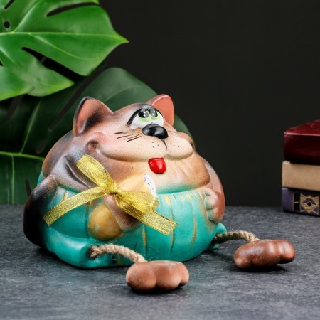 Piggy bank "Red cat with sausage" 17cm-5