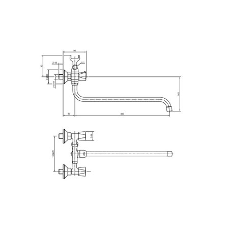Eleanti Elt2020 bath mixer, two -wound, hose, watering can, bracket, chrome-1