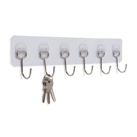 A hanger with an adhesive surface of 6 hooks tundra, transparent, 1 pc.-1