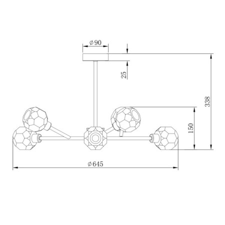 Caustra Freya Fr5114PL-06BZ GRACE, 645x645x338 mm, G9, 6x40W, brass color-2