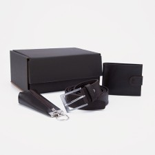 Belt with a screw, a purse, a keyboard, brown color