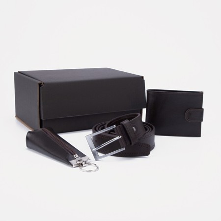 Belt with a screw, a purse, a keyboard, brown color
