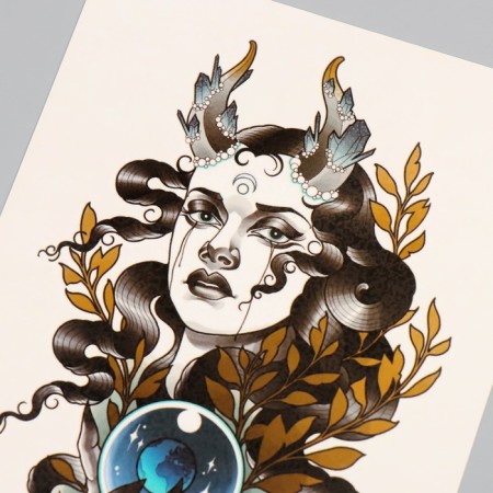Tattoo on the body color "recognized by the moon" 26.1x14.6 cm-3