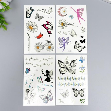 Tattoo on the body phosphorus "butterflies-flowers" mix 12x7.5 cm