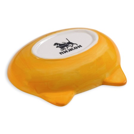 MIK Ceramic oval "cat muzzle" 200 ml 14 x 12 x 3.5 cm, yellow-orange-4