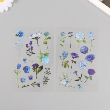 Stickers for creativity PVC "Blue Flowers" set 2 sheets 10x15 cm