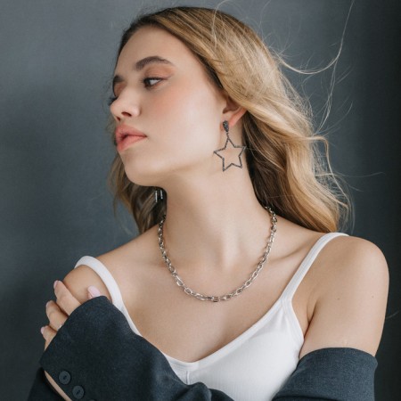 Necklace "Golden chain" braid, silver color, 45 cm-3