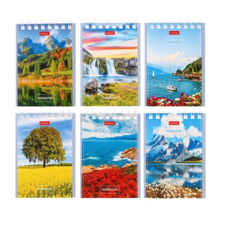 Notepad A7, 40 sheets in the cage on the crest "Great landscapes", cover coated cardboard, mix