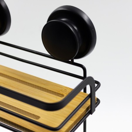 Wall shelf 2-tier Joy Home, with suction cups, bamboo-1