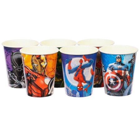 Paper glass "Happy Birthday!", 250 ml, 6 pieces, avengers-7
