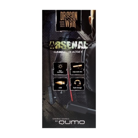 Qumo Arsenal headphones, game, microphone, USB, 2M, backlight, black-9