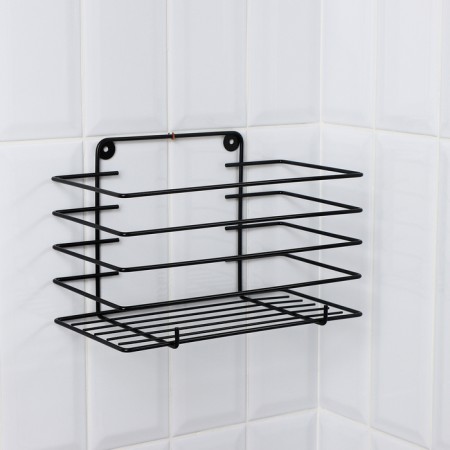 Direct shelf for a bathroom with high sides, 24.5 × 13 × 16.5 cm, black color-5