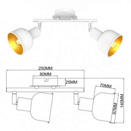 Lamp wall-flowing spot RIVOLI ESMEREE 2H14, 40 watts rotary-4