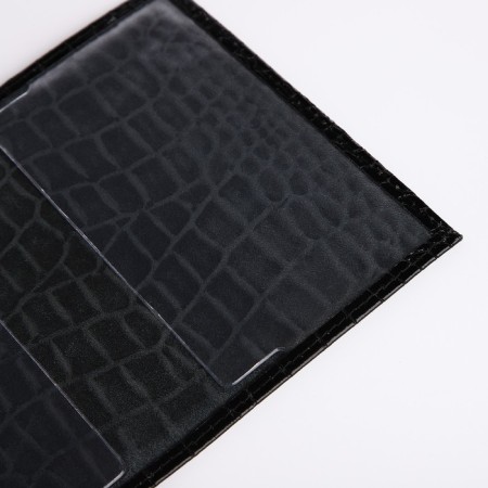 Passport cover, crocodile, black color-5