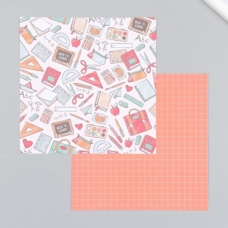 A set of scrapbooking paper 12 sheets 12 designs "School weekdays" 160 grams 15.2x15.2 cm-2