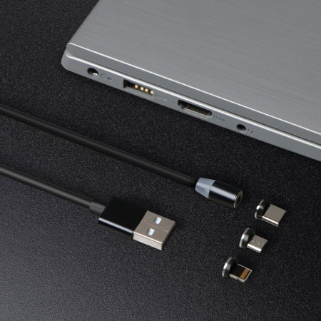 Windigo, 3 in 1, MicroUSB/Lightning/Type -C - USB, Magnetic, 2 A, Nylon, 1 m, black-2