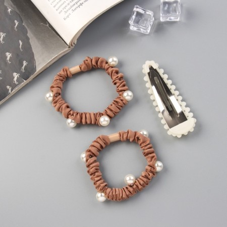 Kanandra hair set (2 elastic bands 5 cm, invisible 7 cm) brown-2