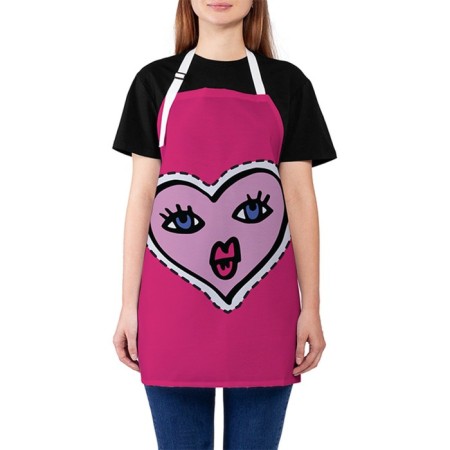 Apron of a kitchen with a photographic appliance "Heart", adjustable, size OS