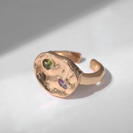 Ring "Roman Lines", purple-pink color in gold, dimensionless-2