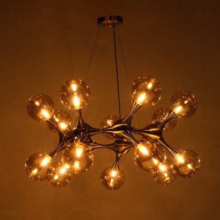 Chandelier "Molecule" 16xg9 brass 82x82x36-186 cm-2