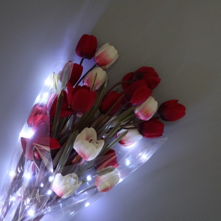 Palette packaging with garland "Cold white", 60 x 60 cm