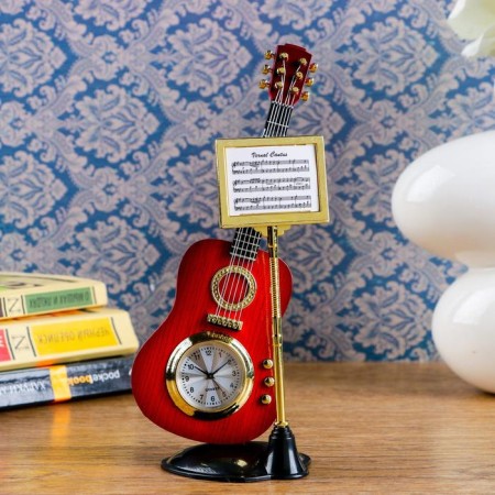 Table curly clock "Guitar with puppiture", discrete move, D-3 cm, 19 x 8 cm, AG5