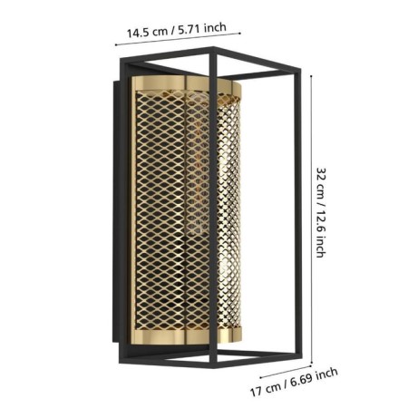 Bra Nohales, 1x40W, E27, H320, steel, black, brass-5