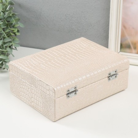 Casket to the leatherette for jewelry "Case. Crocodile leather" beige 18.5x24x9 cm-5