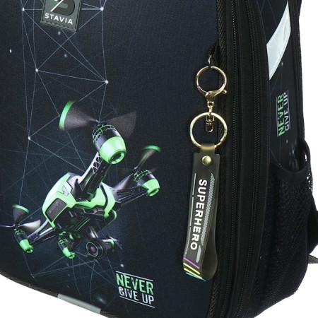 School backpack 38 x 30 x 16 cm, ergonomic back, stavia "drone", black-8