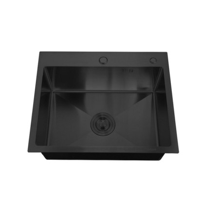 Kitchen sink "RMS" MR-5050BL, mortise, thickness 3.0 and 1 mm, basket, dispenser, graphite-1