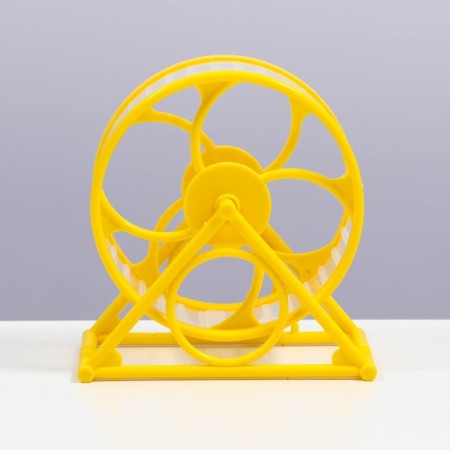 Wheel on a stand for rodents, wheel diameter 12.5 cm, 14 x 3 x 9 cm, yellow-1