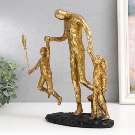 Souvenir Polystone "Walk with dad" Gold 28x19x12 cm-1