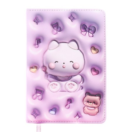 Note book B6, Devente Kitty, 192 sheets, hard cover, artificial leather with foam rubber, 70g/m2, mix-4