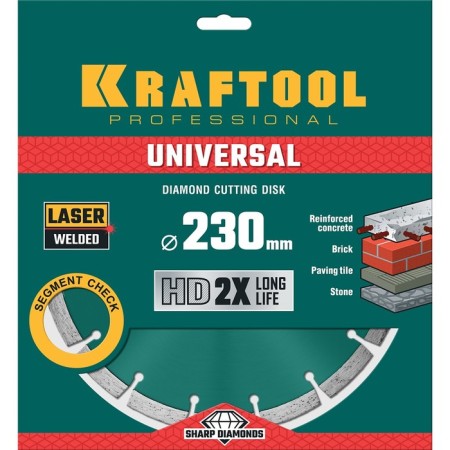 Diamond disk Kraftool 36680-230, 10 x 2.8 mm, d = 22.2 mm, 230 mm-2