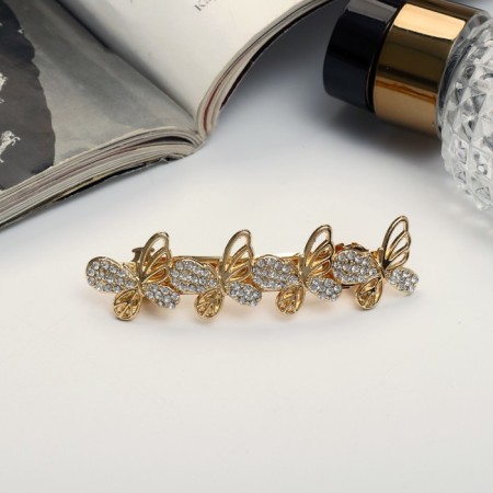 Halfish hair clip "Aelita" butterflies shine, 7 cm, gold