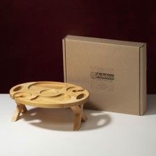 Table - a tray for supplying wine and tea ADELICA, with menhazhitsa and folding legs, 2 people, saturated with mineral oil, 32 × 25 × 1.8 cm, in gift packaging, birch