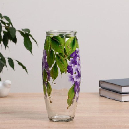 Vase Lilac with painting on the venue, d-7cm 10x23 cm-1