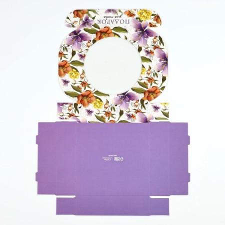 Box for Makarun with low sides "Flowers", 11 x 11 x 3 cm-4
