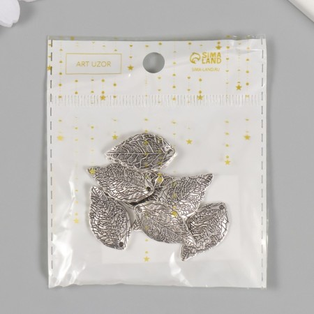 Decor for creativity Metal "List with Lives" silver 2.6x1.5 cm-4