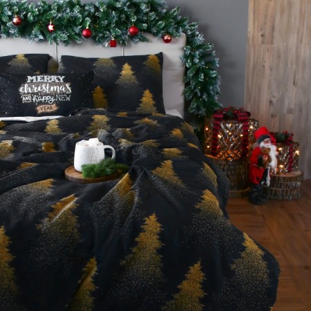 Ethel Bedding Ethel Golden Christmas 200x217 cm, 220x240 cm, 70x70 cm - 2 pcs, calico