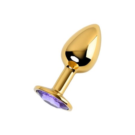 Anal plug with the Toyfa Metal rhinestone, golden, amethyst, 7 cm, d = 2.8 cm-1