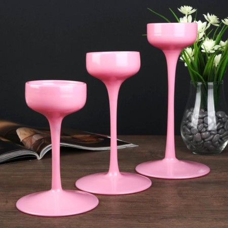 Glass "Glass" Glass Creck "Pink set 3 pcs h- 17, 21, 24.5x12x12 cm-1