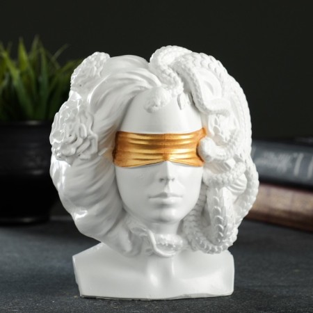 Kashpo - organizer "Gorgon Medusa" White with gold, 13x15x11cm